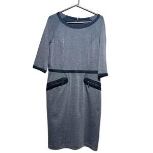 Long Tall Sally LTS Women's Gray Knit Dress Size M Zipper Pockets 3/4 Sleeve